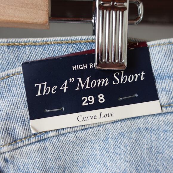 Abercrombie & Fitch Shorts Womens 8 Light Wash 4" Mom High Rise Denim Curve - Picture 3 of 11